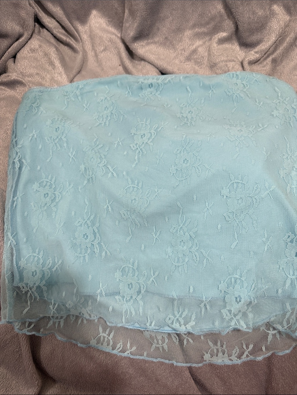 Amazon Light Blue Lace Strapless Crop Top